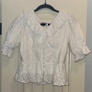 Ivy City Co White Ruffle Blouse